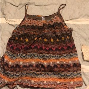 Urban colored tank top with tan tank top cardigan.